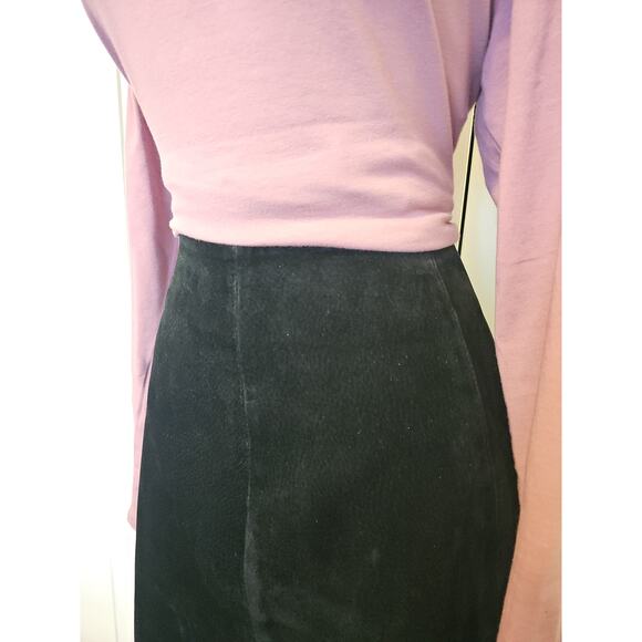 Overland Suede Leather A-Line Maxi Skirt Womens 10 Black - Picture 3 of 12